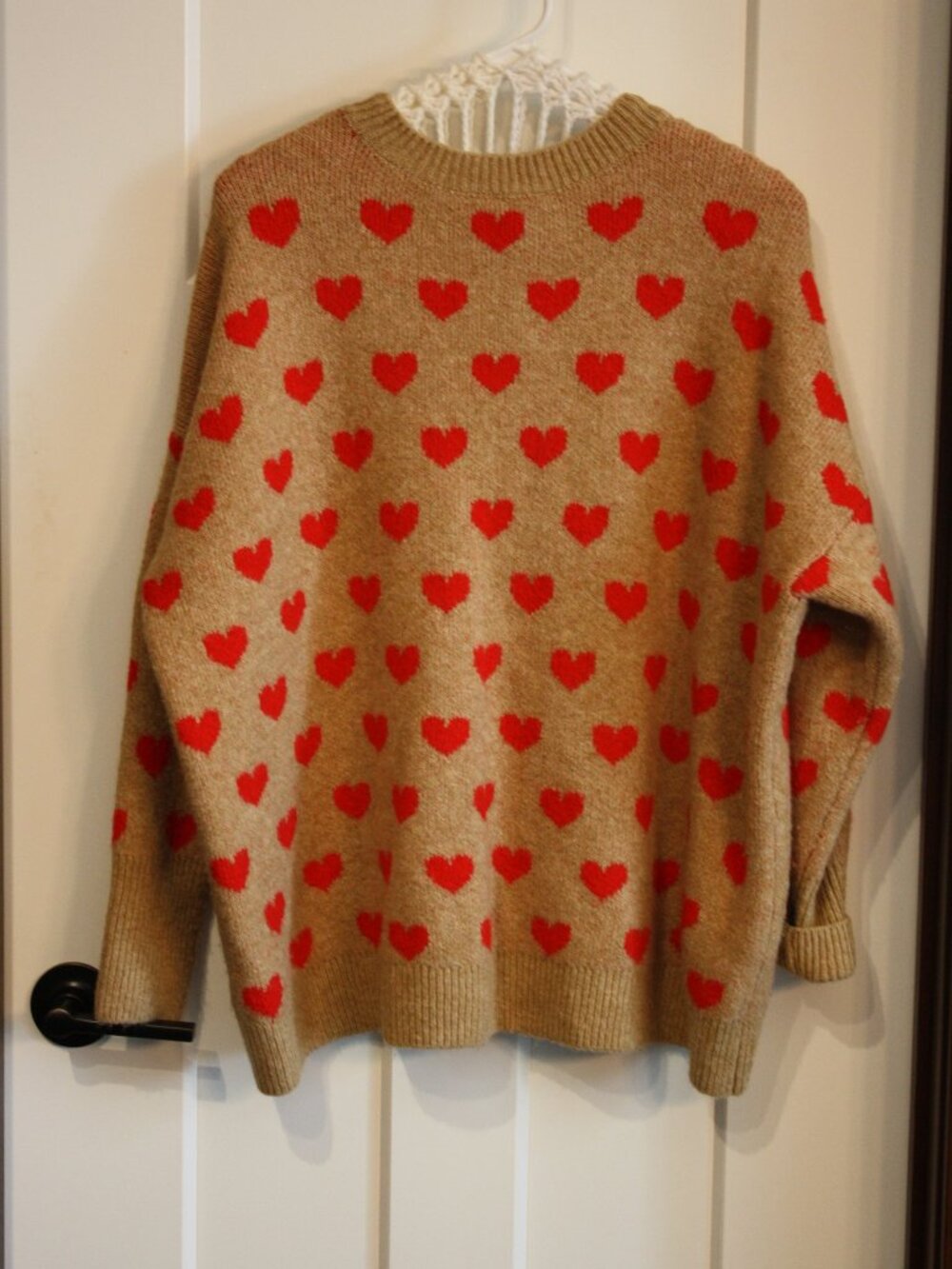 Vince Camuto, Tan, Sweater with Hearts, size XL